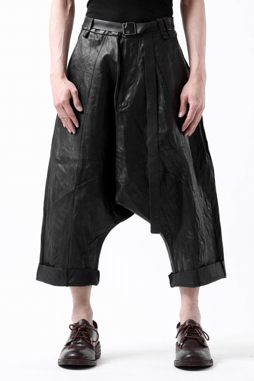 画像をギャラリービューアに読み込む, PAL OFFNER HANG LOOSE TROUSERS / LAMB LEATHER (BLACK)