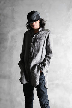 画像をギャラリービューアに読み込む, KLASICA STRIPED HERRINGBONE LINEN SHIRT / GARMENT WASHED (NAVY)