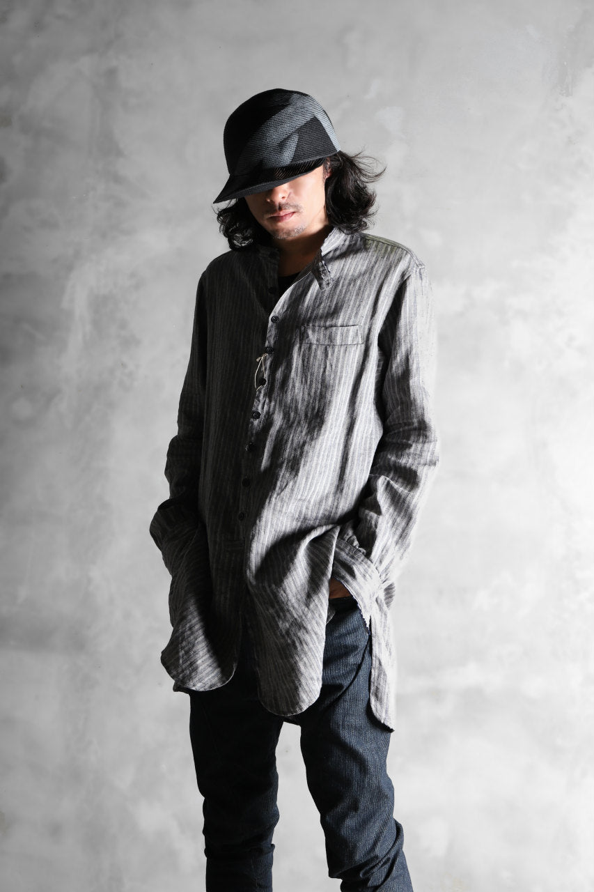 Load image into Gallery viewer, KLASICA STRIPED HERRINGBONE LINEN SHIRT / GARMENT WASHED (NAVY)