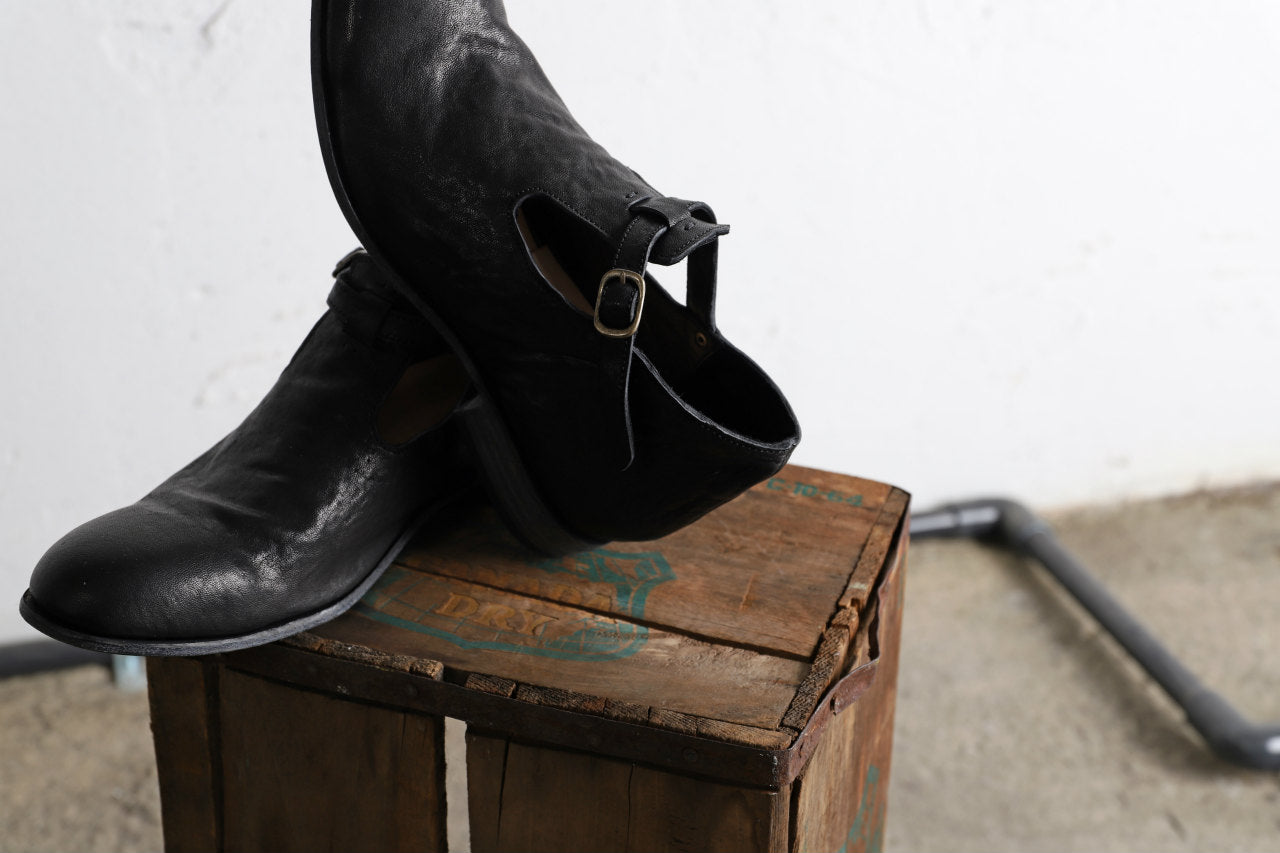 Portaille "one make" Strap Shoes (Heat Shrink Horse Leather / BLACK)