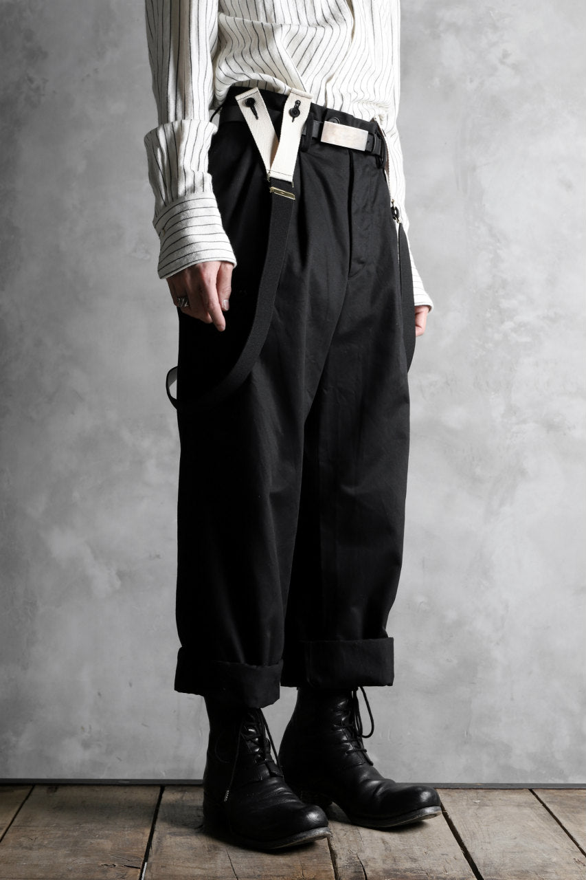 画像をギャラリービューアに読み込む, KLASICA GRIOTTE 2 TUCKED WIDE TROUSERS / CHINO CLOTH (BLACK)