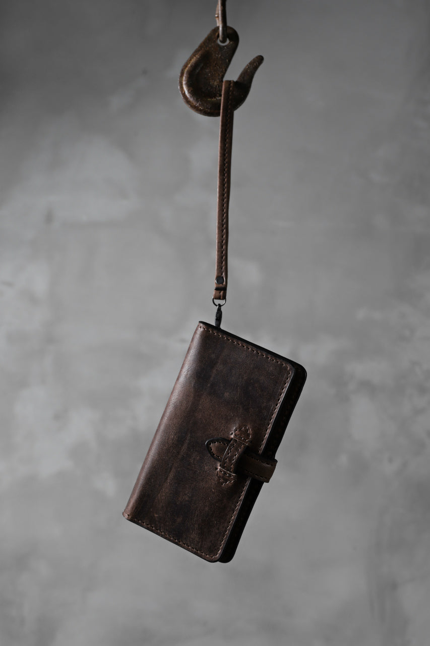 Load image into Gallery viewer, ISAMU KATAYAMA BACKLASH SMART PHONE CASE/PURSE / ITALY DOUBLE SHOULDER (DARK BROWN)