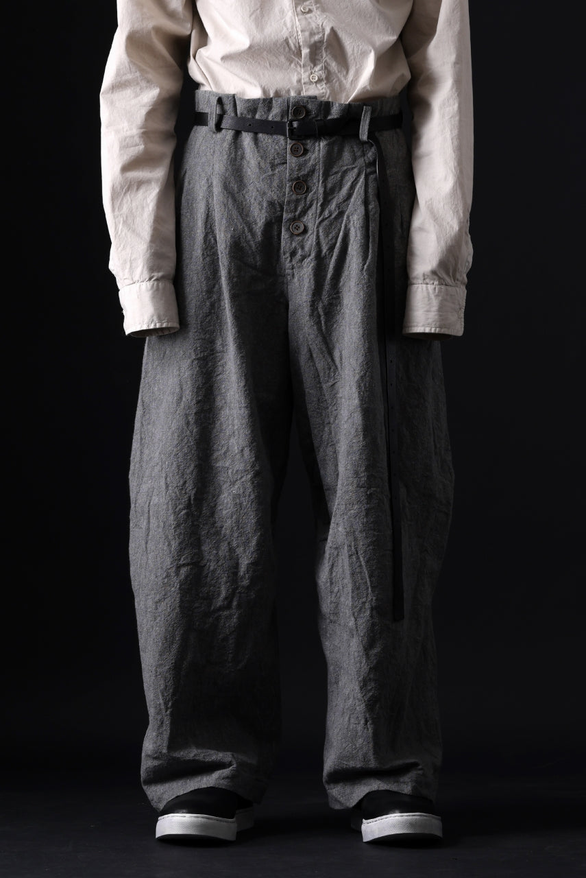 YUTA MATSUOKA tuck darts pants / washed chambray (dark gray)