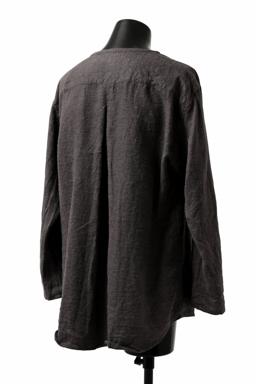 画像をギャラリービューアに読み込む, YUTA MATSUOKA exclusive round neck shirt / brushed linen canvas (brown)