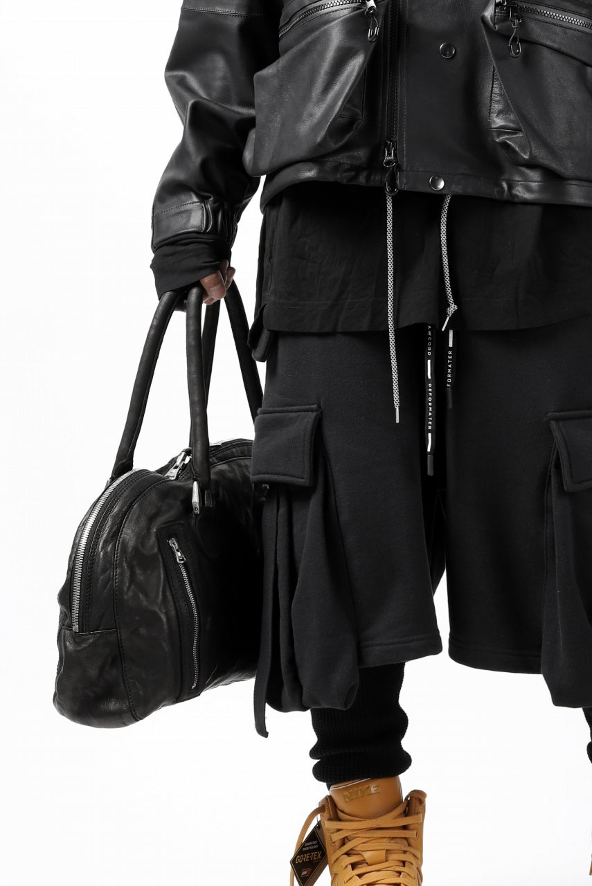 Load image into Gallery viewer, ISAMU KATAYAMA BACKLASH GYM BAG / Italy Shoulder + Steer OBJECT DYED (BLACK)