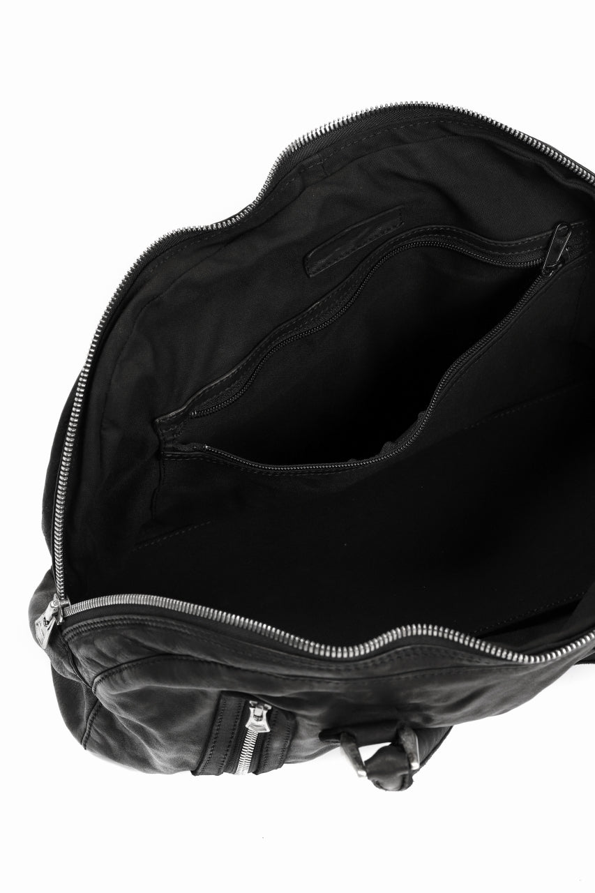 Load image into Gallery viewer, ISAMU KATAYAMA BACKLASH GYM BAG / Italy Shoulder + Steer OBJECT DYED (BLACK)
