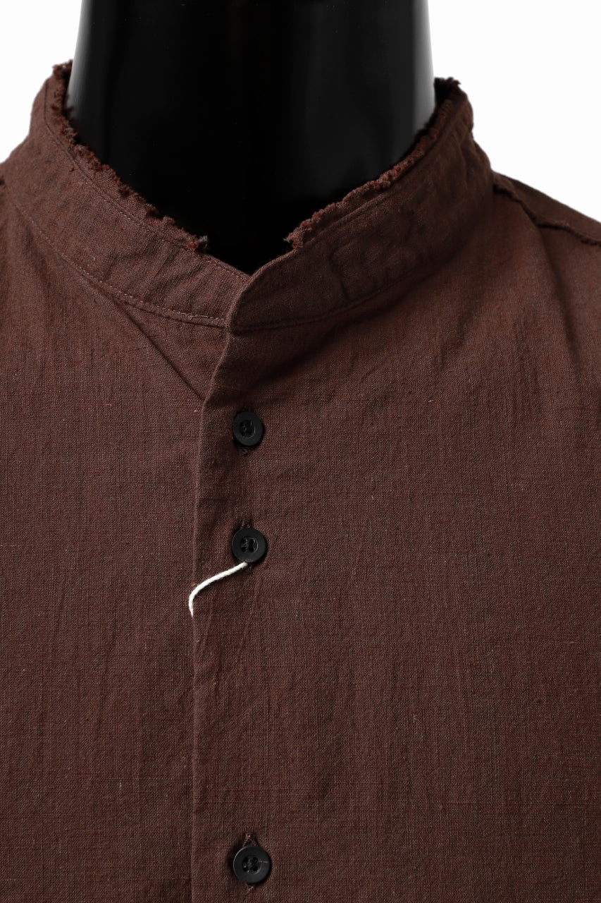 COLINA BANDED COLLAR WIDE SHIRT / HANDSPUN COTTON RUSTIC CHAMBRAY (RED CLAY)