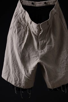 Load image into Gallery viewer, KLASICA BOUNCE fig.1 BOLD CUT OFF SHORTS / 1/8 FRENCH LINEN CANVAS (NATURAL)