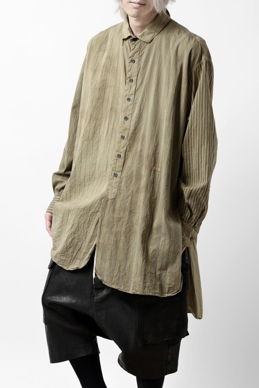 画像をギャラリービューアに読み込む, KLASICA REGULAR COLLAR OVER SIZED SHIRT / GARMENT NATURAL DYED (MULTI MIX STRIPES)