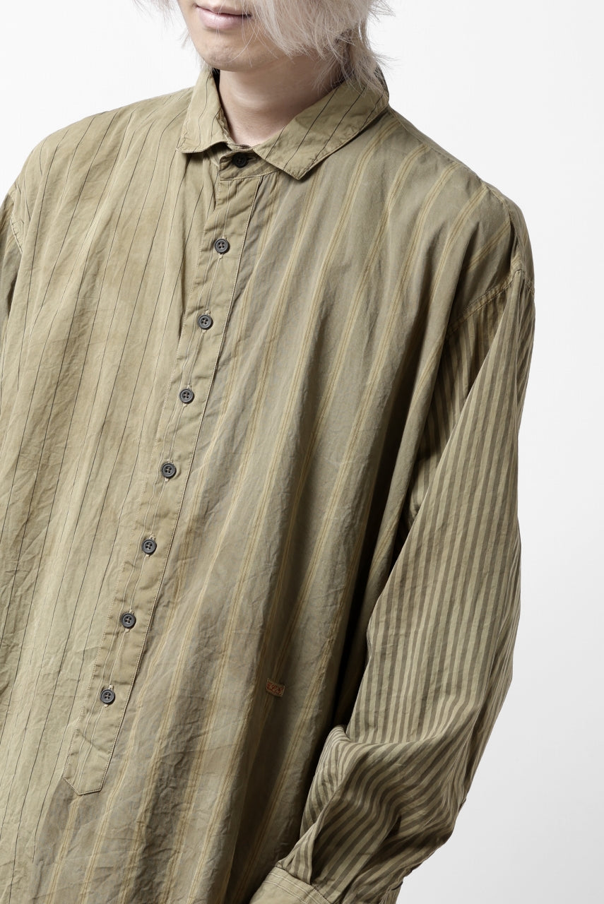 画像をギャラリービューアに読み込む, KLASICA REGULAR COLLAR OVER SIZED SHIRT / GARMENT NATURAL DYED (MULTI MIX STRIPES)