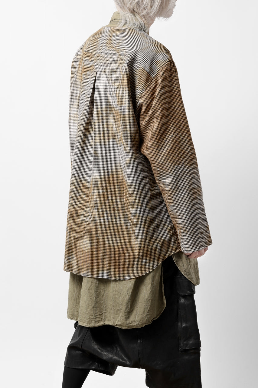 画像をギャラリービューアに読み込む, YUTA MATSUOKA exclusive round neck shirt / mottled dyeing dead stock woven (gingham check)