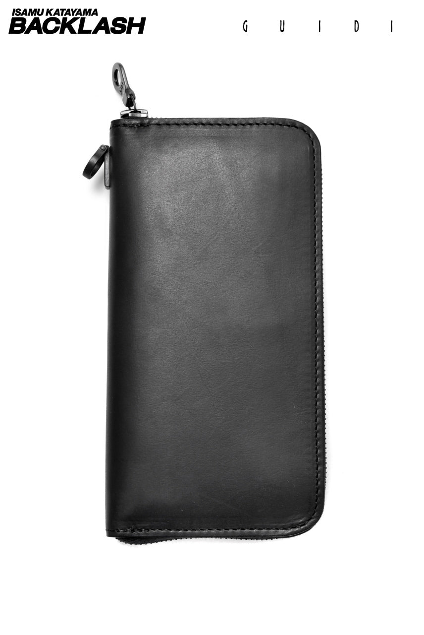 Load image into Gallery viewer, ISAMU KATAYAMA BACKLASH "Demian" GUIDI CALF ROUND FASTNER WALLET (BLACK)