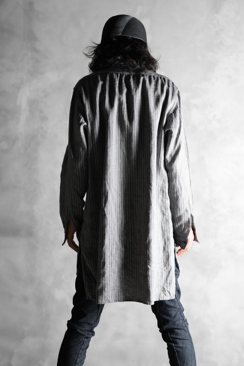 Load image into Gallery viewer, KLASICA STRIPED HERRINGBONE LINEN SHIRT / GARMENT WASHED (NAVY)