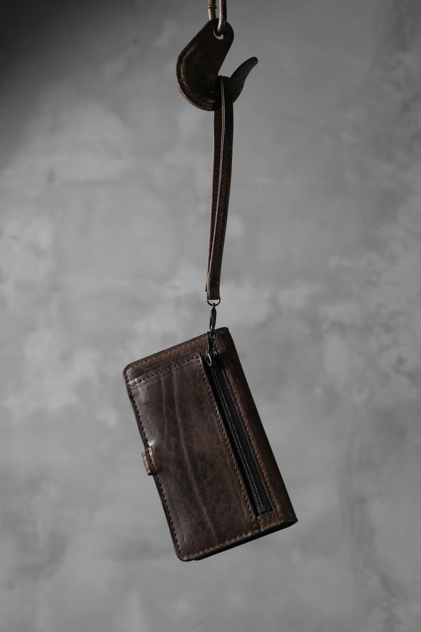 Load image into Gallery viewer, ISAMU KATAYAMA BACKLASH SMART PHONE CASE/PURSE / ITALY DOUBLE SHOULDER (DARK BROWN)