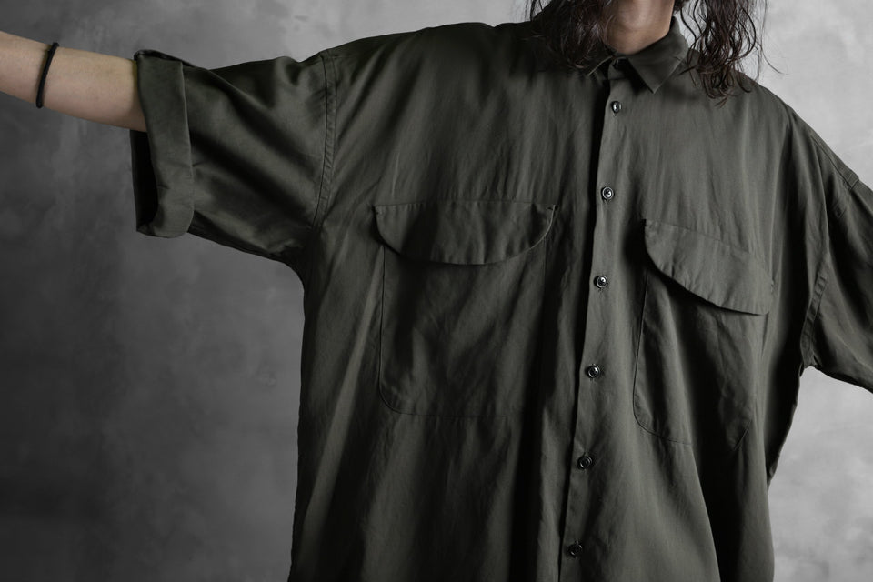 画像をギャラリービューアに読み込む, KLASICA LOOSE HALF SLEEVE SHIRT / DOUBLE VOILE CLOTH (GARMENT WASHED) (OLIVE)