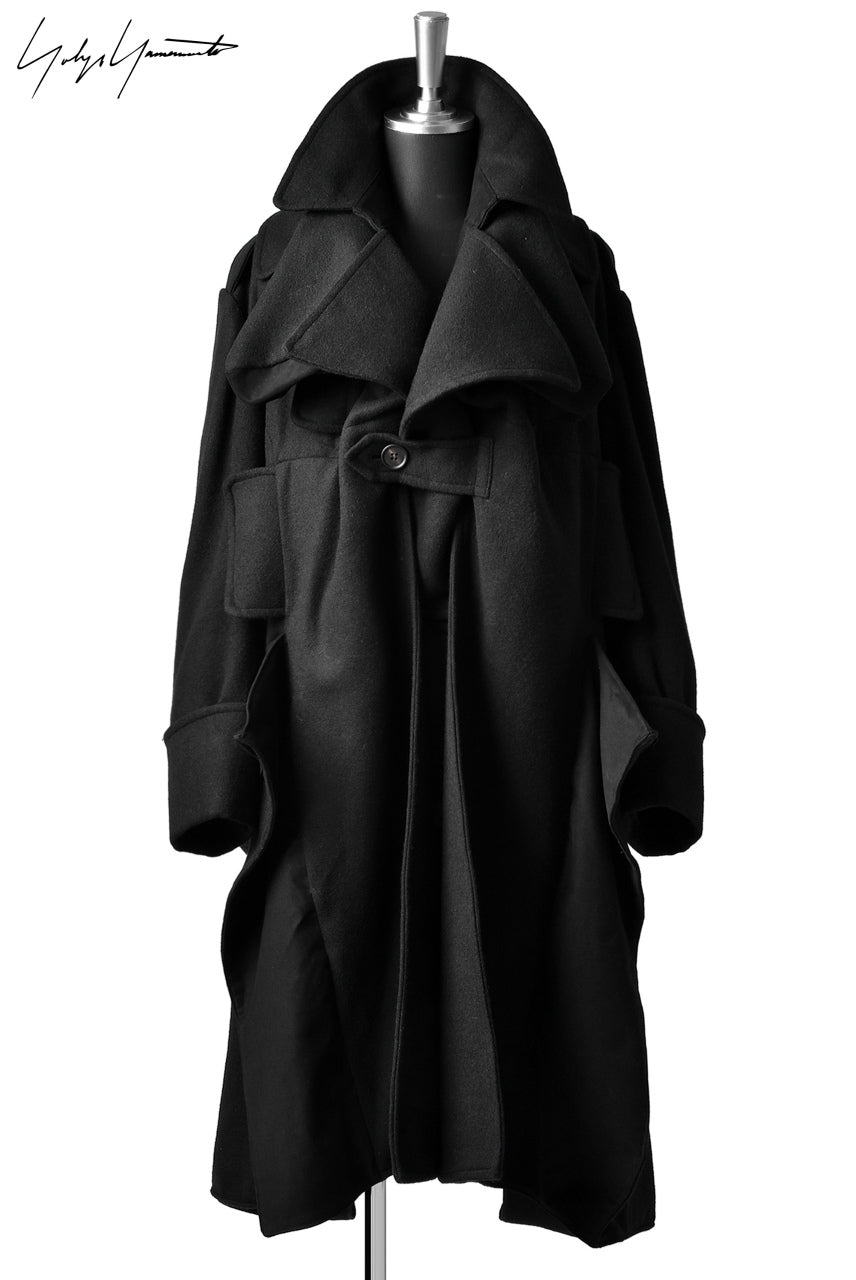 画像をギャラリービューアに読み込む, Yohji Yamamoto DOUBLE DEFORMED TRENCH COAT (BLACK)