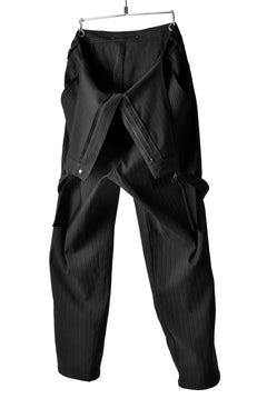 Load image into Gallery viewer, ISAMU KATAYAMA BACKLASH HERRINGBONE STRIPE SALOPETTE PANTS (BLACK STRIPE)