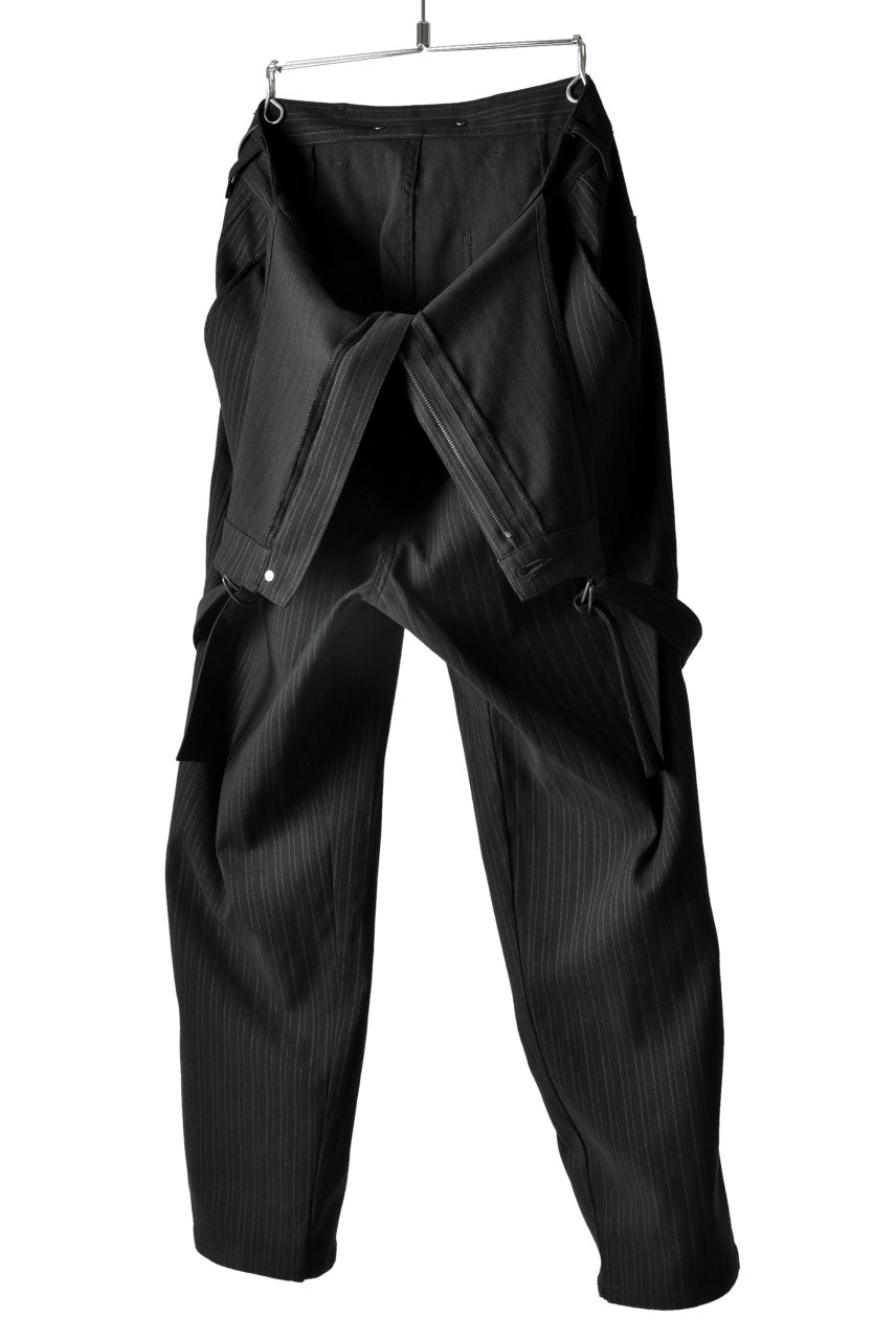 Load image into Gallery viewer, ISAMU KATAYAMA BACKLASH HERRINGBONE STRIPE SALOPETTE PANTS (BLACK STRIPE)