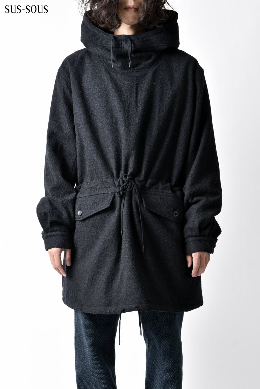 Load image into Gallery viewer, sus-sous anorak middle coat / sharkskin wool (DEEP NAVY)
