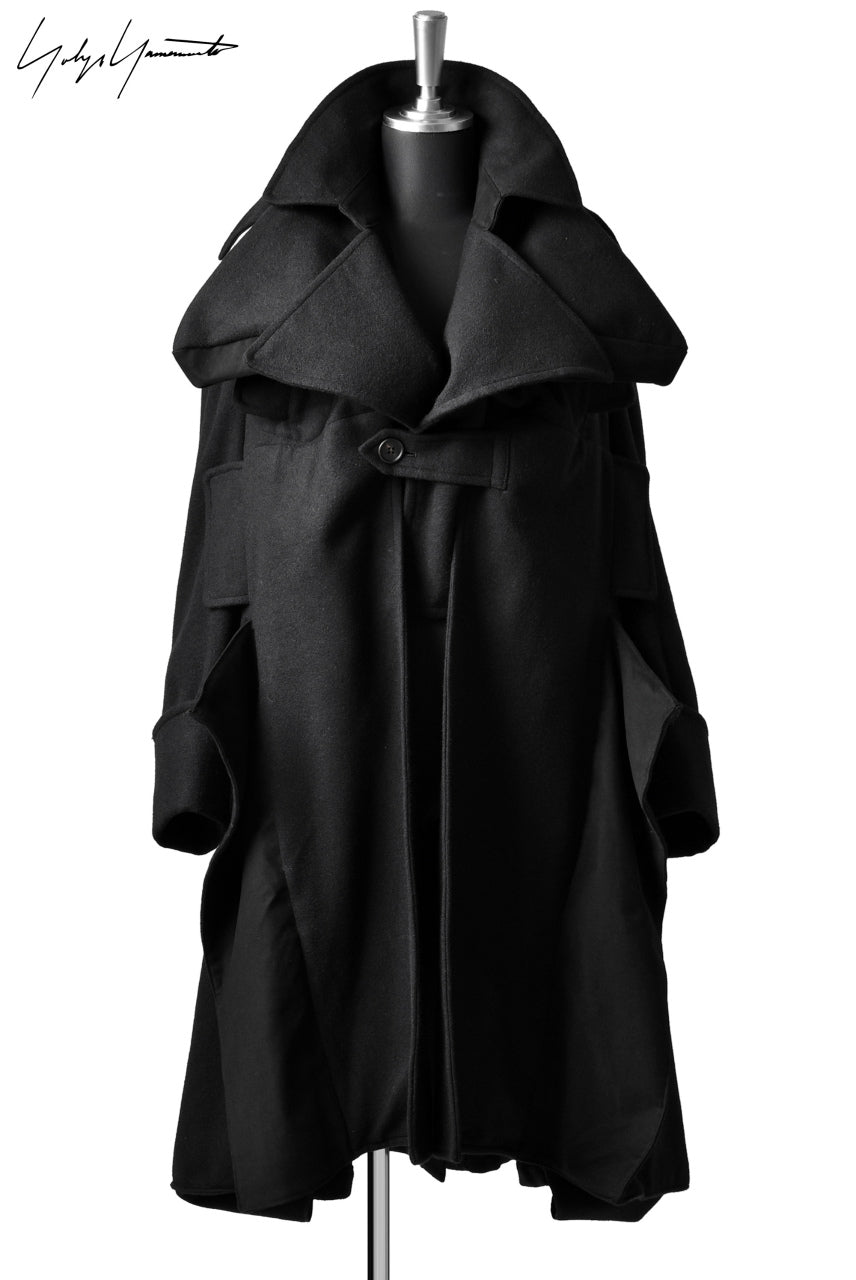 画像をギャラリービューアに読み込む, Yohji Yamamoto DOUBLE DEFORMED TRENCH COAT (BLACK)