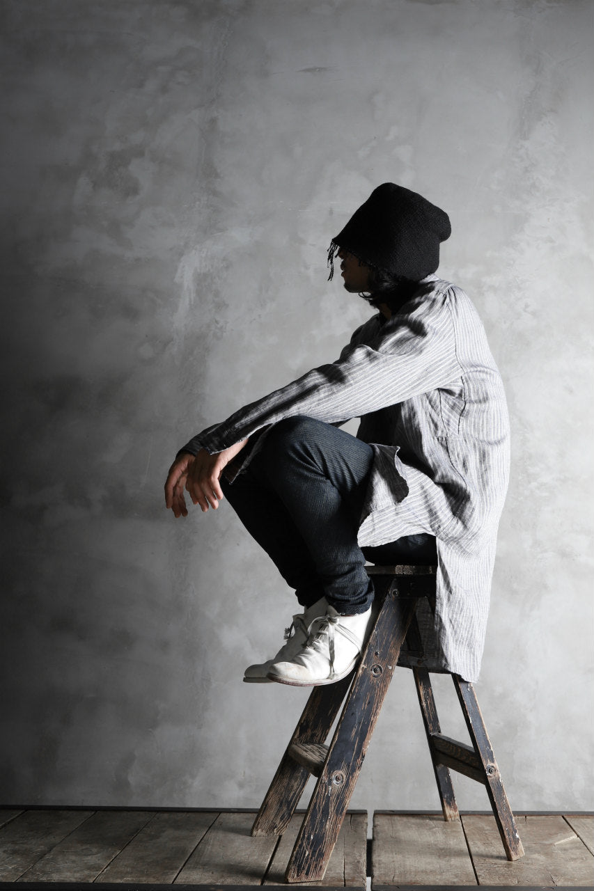Load image into Gallery viewer, KLASICA STRIPED HERRINGBONE LINEN SHIRT / GARMENT WASHED (NAVY)