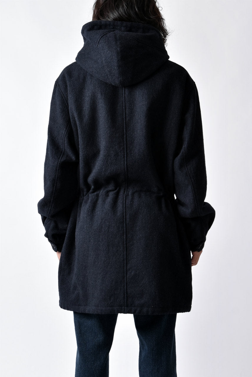 Load image into Gallery viewer, sus-sous anorak middle coat / sharkskin wool (DEEP NAVY)