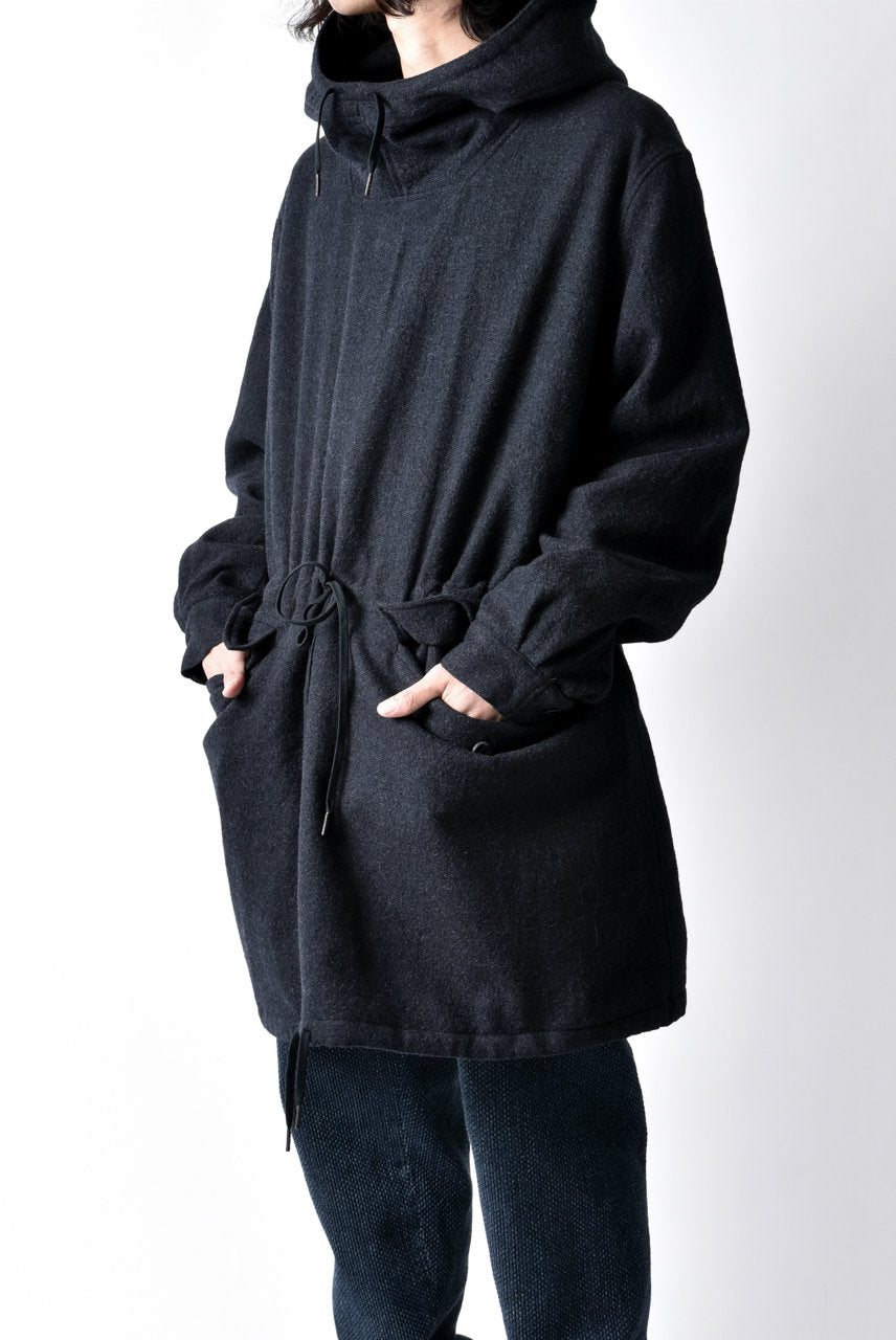 Load image into Gallery viewer, sus-sous anorak middle coat / sharkskin wool (DEEP NAVY)