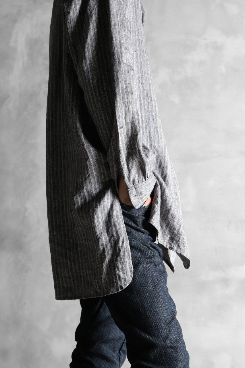 Load image into Gallery viewer, KLASICA STRIPED HERRINGBONE LINEN SHIRT / GARMENT WASHED (NAVY)