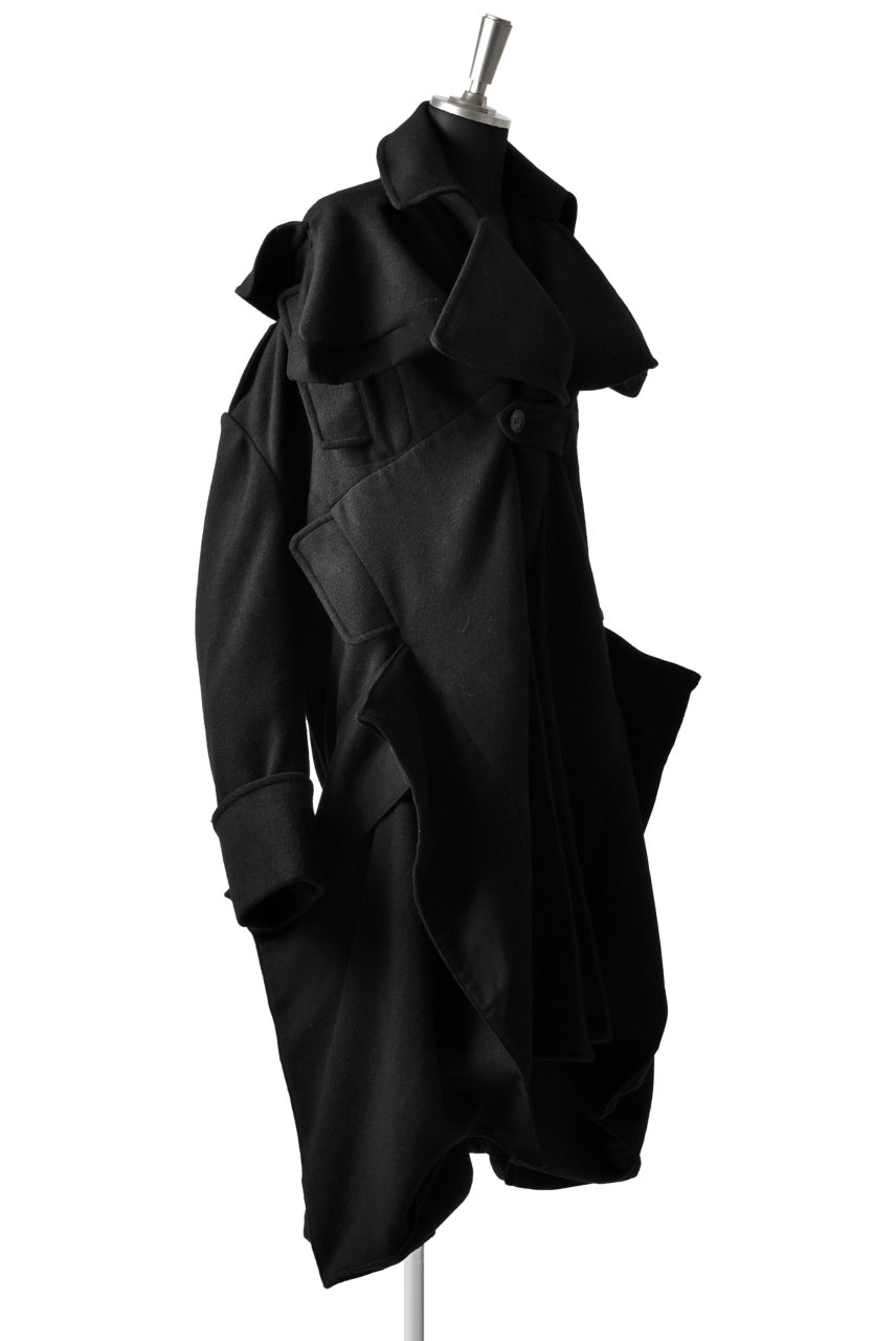 Yohji Yamamoto DOUBLE DEFORMED TRENCH COAT (BLACK)