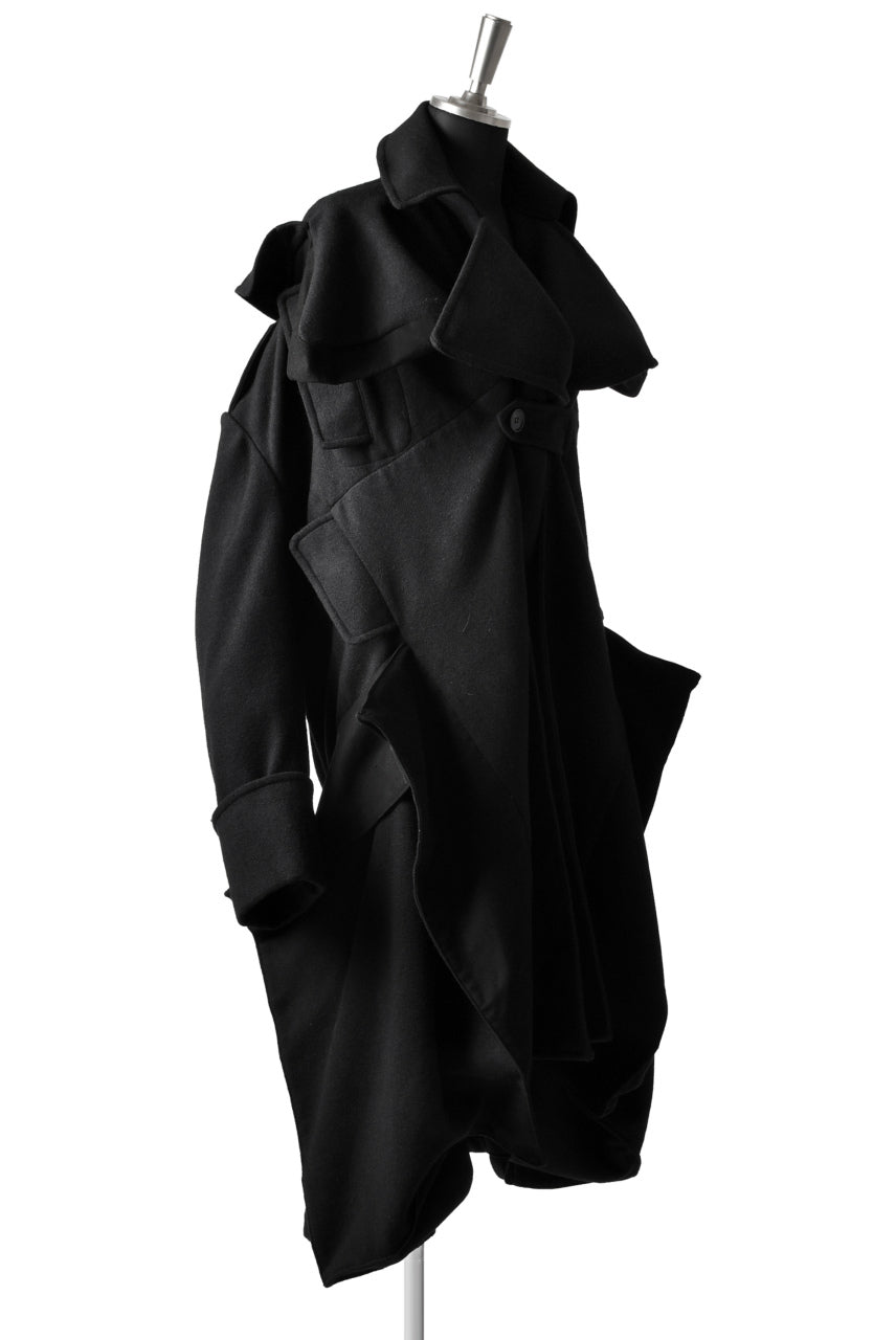 画像をギャラリービューアに読み込む, Yohji Yamamoto DOUBLE DEFORMED TRENCH COAT (BLACK)