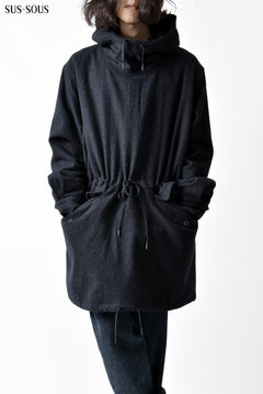 Load image into Gallery viewer, sus-sous anorak middle coat / sharkskin wool (DEEP NAVY)