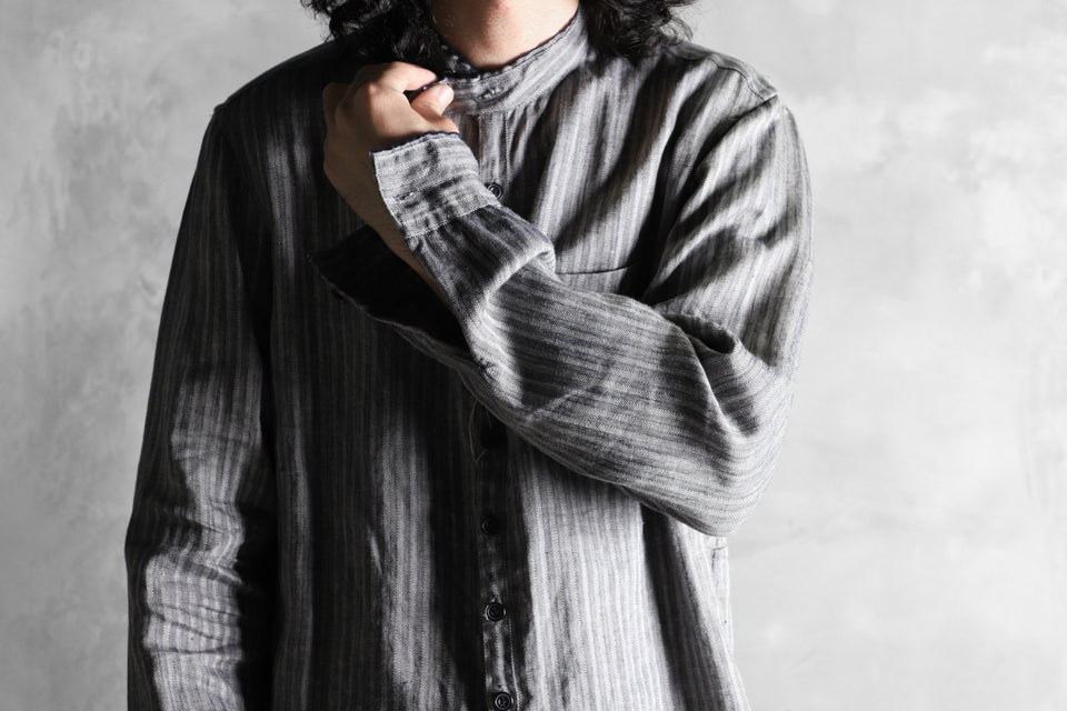 Load image into Gallery viewer, KLASICA STRIPED HERRINGBONE LINEN SHIRT / GARMENT WASHED (NAVY)