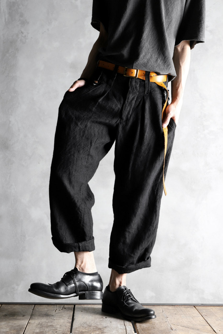 daska "d-55" wide pants / linen plain weave (BLACK)