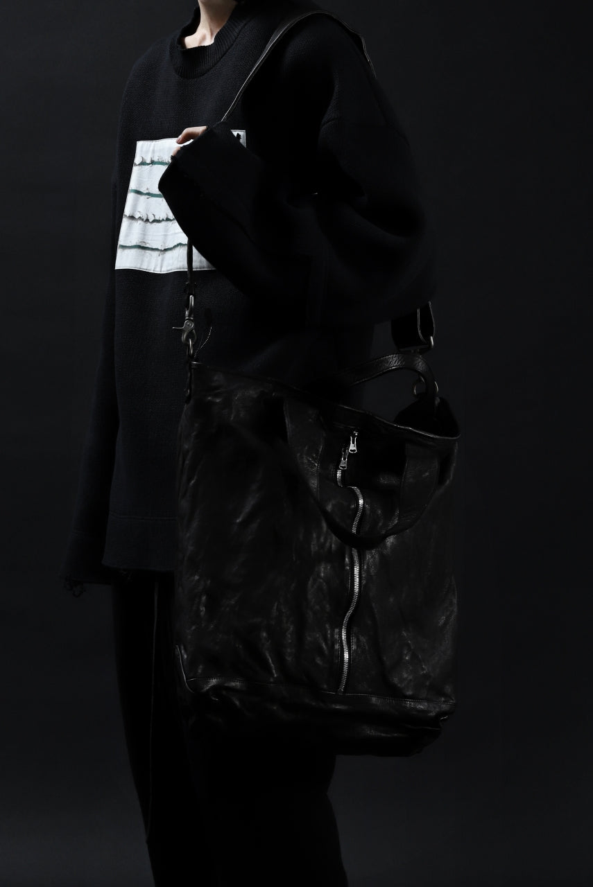 画像をギャラリービューアに読み込む, ISAMU KATAYAMA BACKLASH 2WAY ZIP BAG / ITALY SHOULDER OBJECT DYED (BLACK)