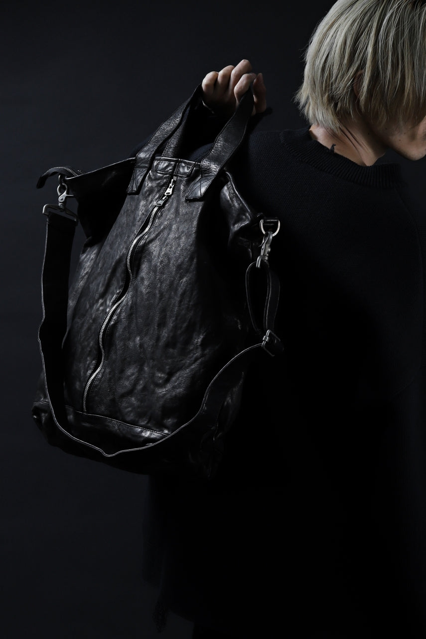 画像をギャラリービューアに読み込む, ISAMU KATAYAMA BACKLASH 2WAY ZIP BAG / ITALY SHOULDER OBJECT DYED (BLACK)