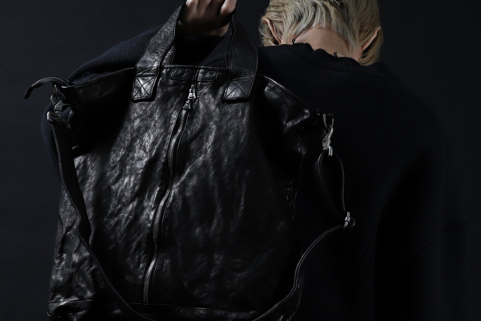 画像をギャラリービューアに読み込む, ISAMU KATAYAMA BACKLASH 2WAY ZIP BAG / ITALY SHOULDER OBJECT DYED (BLACK)