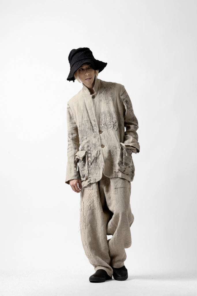 画像をギャラリービューアに読み込む, YUTA MATSUOKA 2B print jacket / safiran linen (ecru)