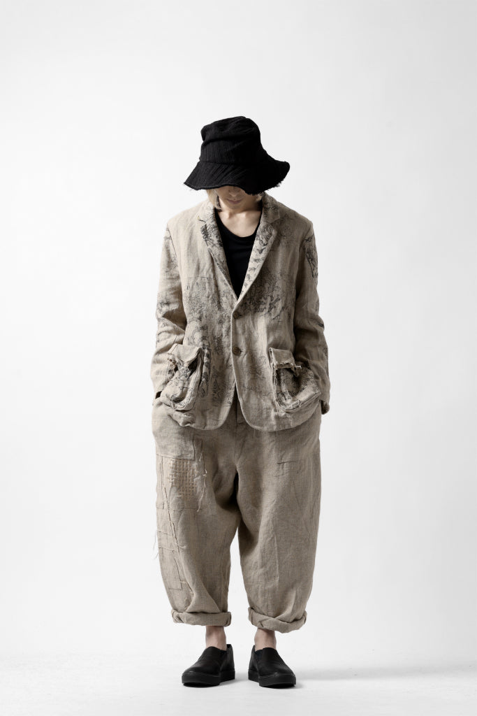 画像をギャラリービューアに読み込む, YUTA MATSUOKA 2B print jacket / safiran linen (ecru)