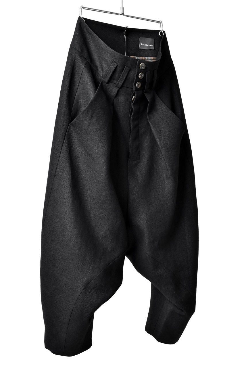 画像をギャラリービューアに読み込む, SOSNOVSKA exclusive CLOWN STYLE LINEN PANTS (BLACK)