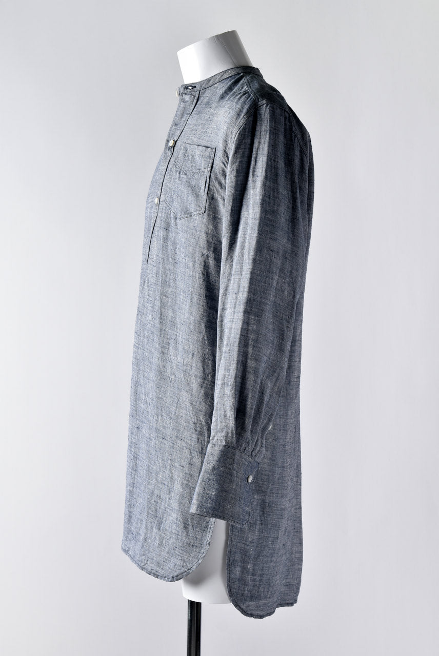 Load image into Gallery viewer, sus-sous band collar chambray shirt (BLUE)