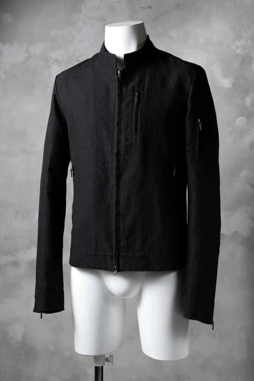 Load image into Gallery viewer, blackcrow riders zip jacket / linen&nylon woven (black)