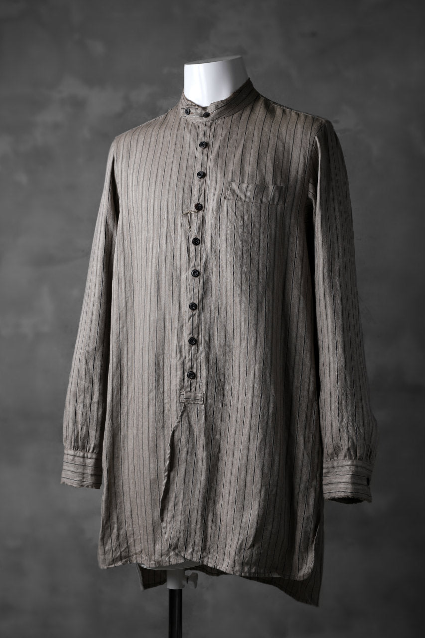 Load image into Gallery viewer, KLASICA STRIPED HERRINGBONE LINEN SHIRT / GARMENT WASHED (BEIGE)