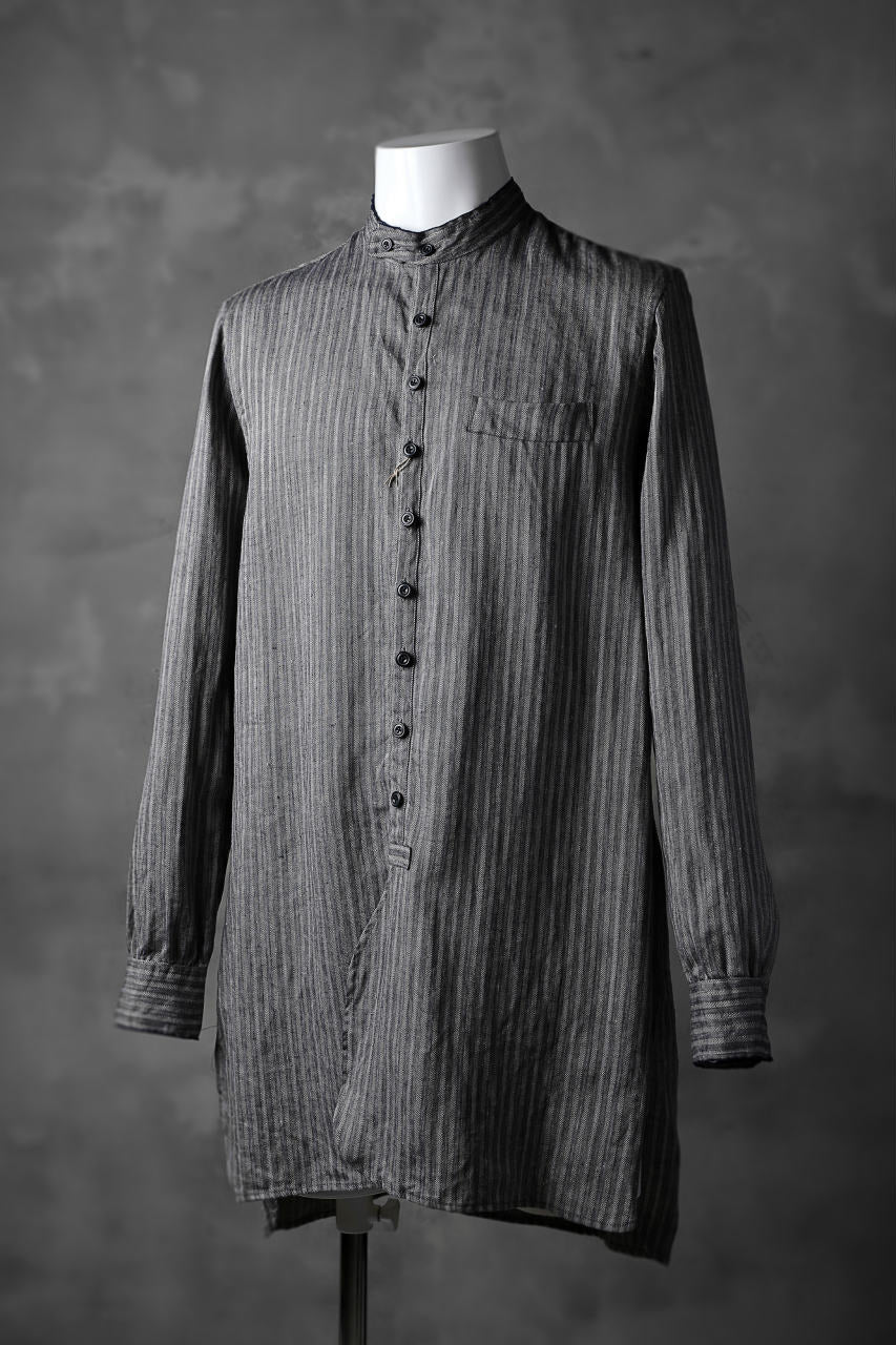 Load image into Gallery viewer, KLASICA STRIPED HERRINGBONE LINEN SHIRT / GARMENT WASHED (NAVY)