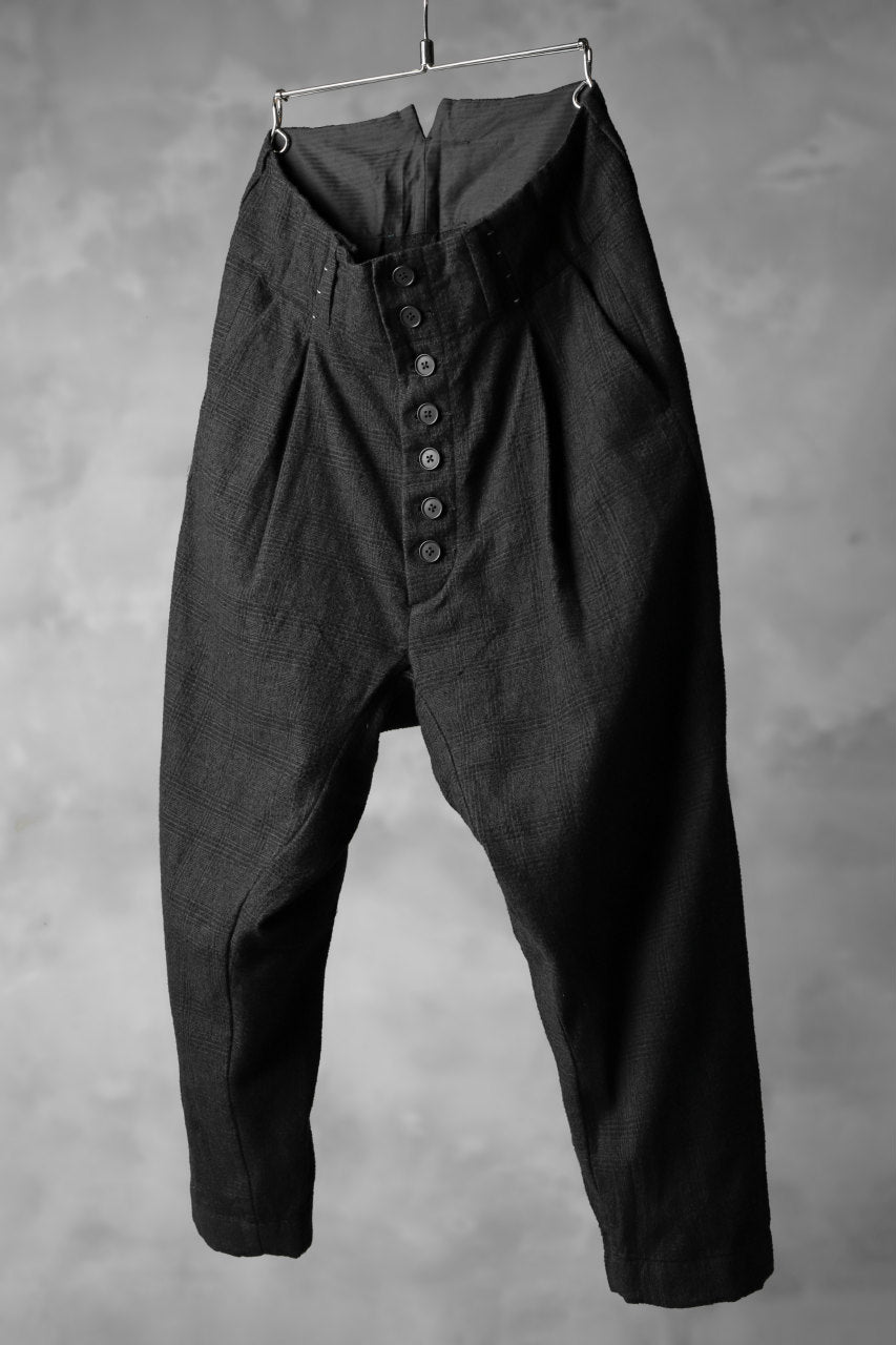 Load image into Gallery viewer, KLASICA DARK CHECK SABRON WIDE TROUSERS / WASH OUT MIX WEAVE (DARK CHECK)