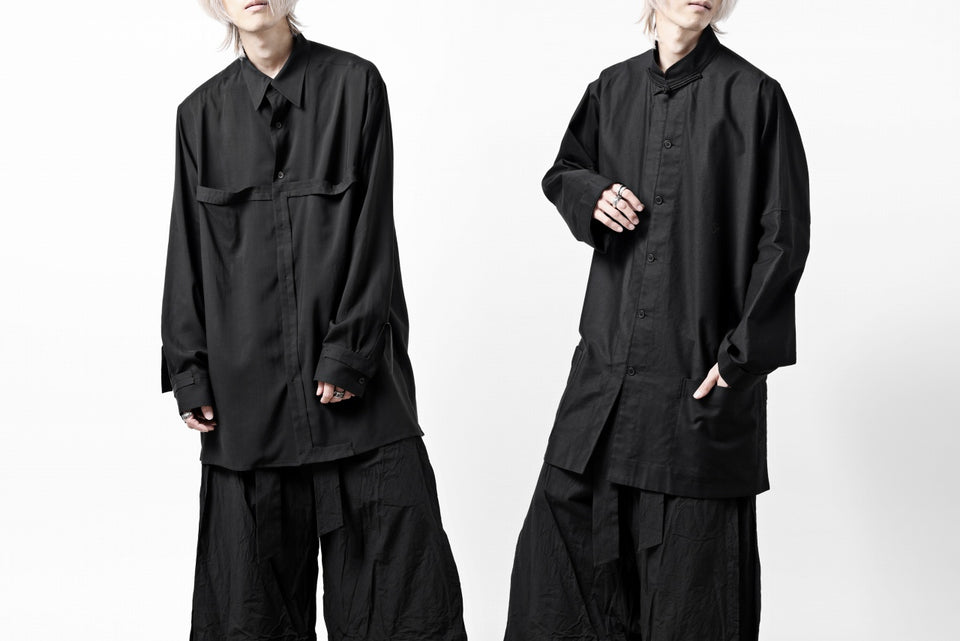 画像をギャラリービューアに読み込む, Y's TAPE FLAP POCKET SHIRT / CELLULOSE LOAN (BLACK)