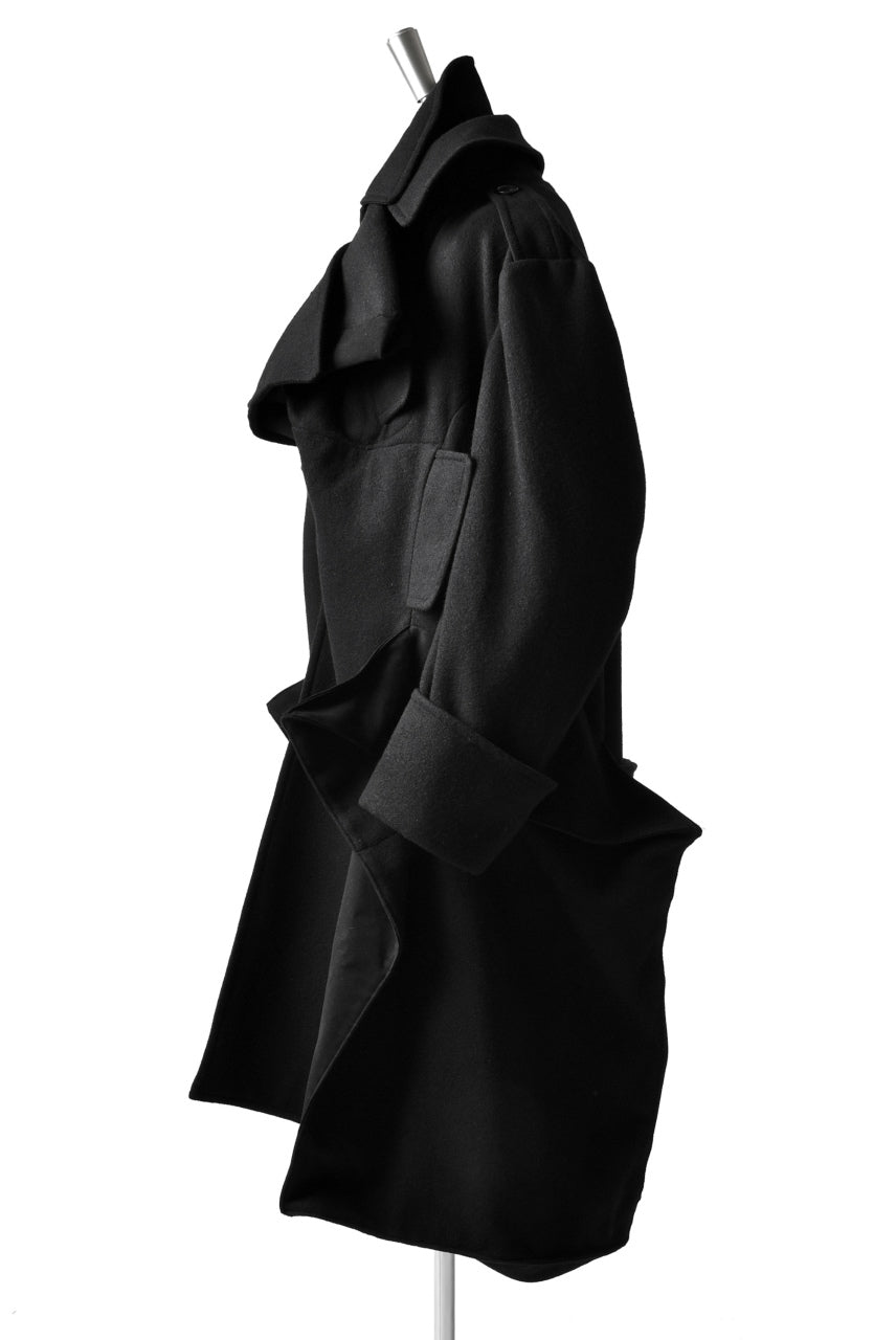 画像をギャラリービューアに読み込む, Yohji Yamamoto DOUBLE DEFORMED TRENCH COAT (BLACK)