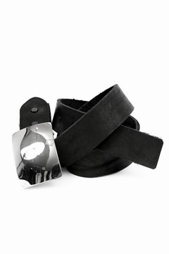 Load image into Gallery viewer, ISAMU KATAYAMA BACKLASH SILVER PLATE BUCKLE BELT / DOUBLE SHOULDER OBJECT DYED (BLACK)
