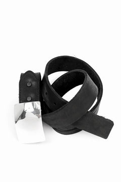 Load image into Gallery viewer, ISAMU KATAYAMA BACKLASH SILVER PLATE BUCKLE BELT / DOUBLE SHOULDER OBJECT DYED (BLACK)