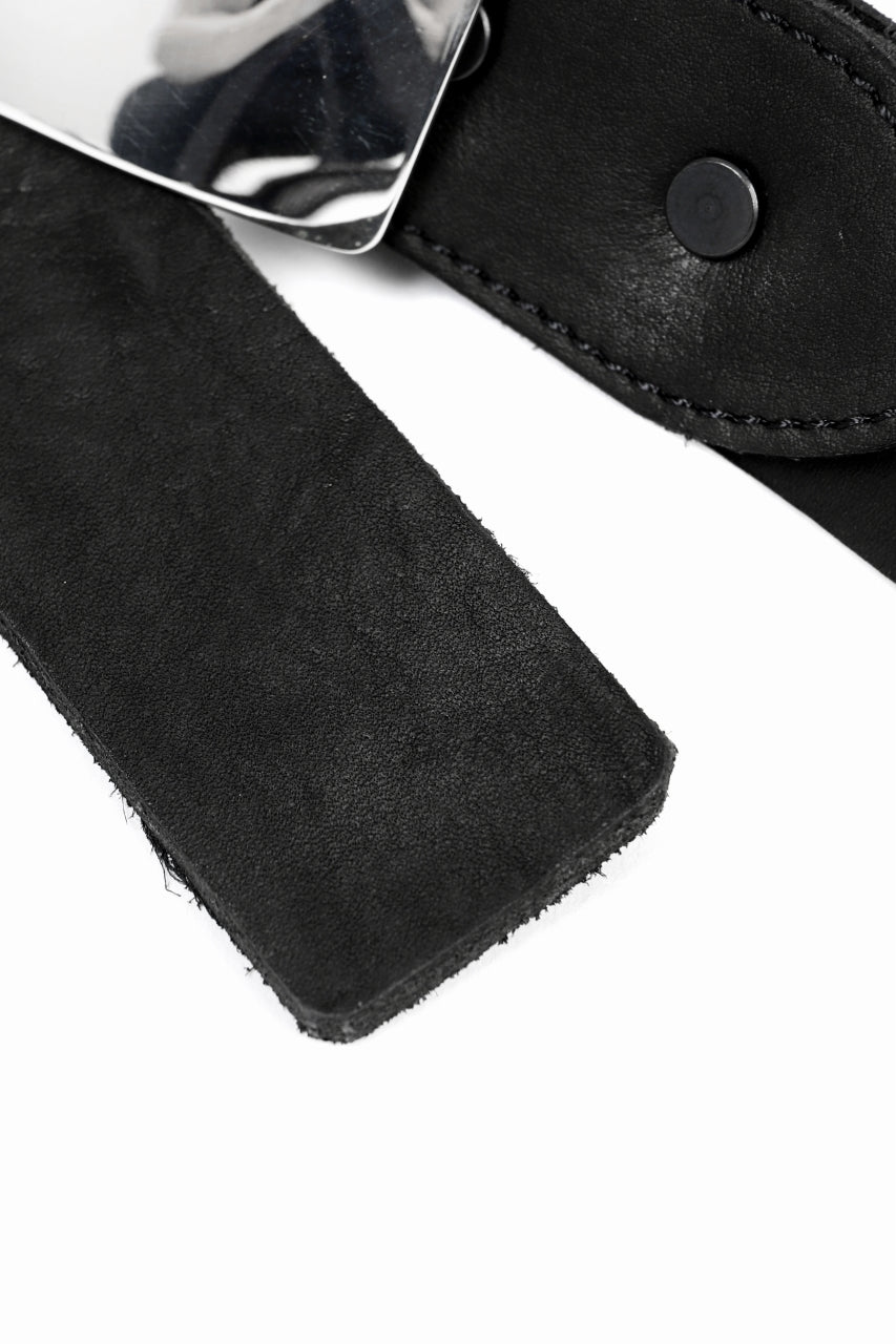 Load image into Gallery viewer, ISAMU KATAYAMA BACKLASH SILVER PLATE BUCKLE BELT / DOUBLE SHOULDER OBJECT DYED (BLACK)