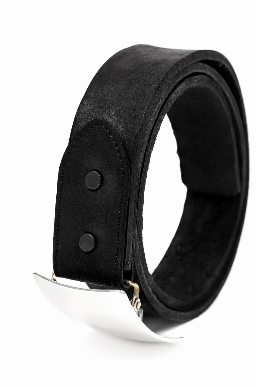Load image into Gallery viewer, ISAMU KATAYAMA BACKLASH SILVER PLATE BUCKLE BELT / DOUBLE SHOULDER OBJECT DYED (BLACK)